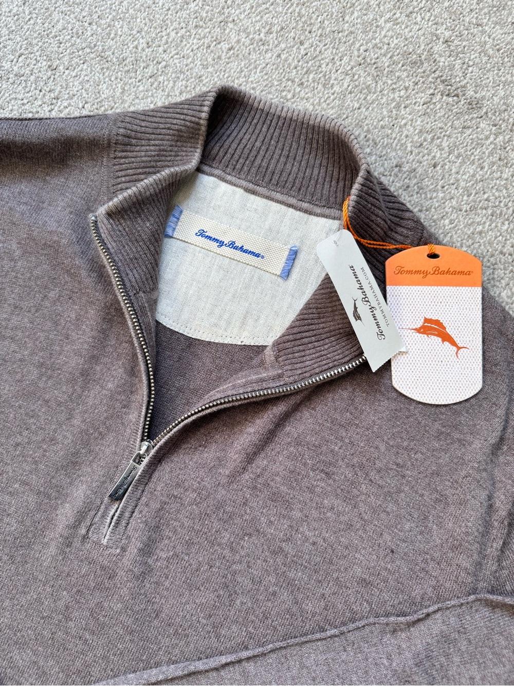 NWT Mens Tommy Bahama Cotton Cashmere Blend Quarter Zip Sweater XL Brand New